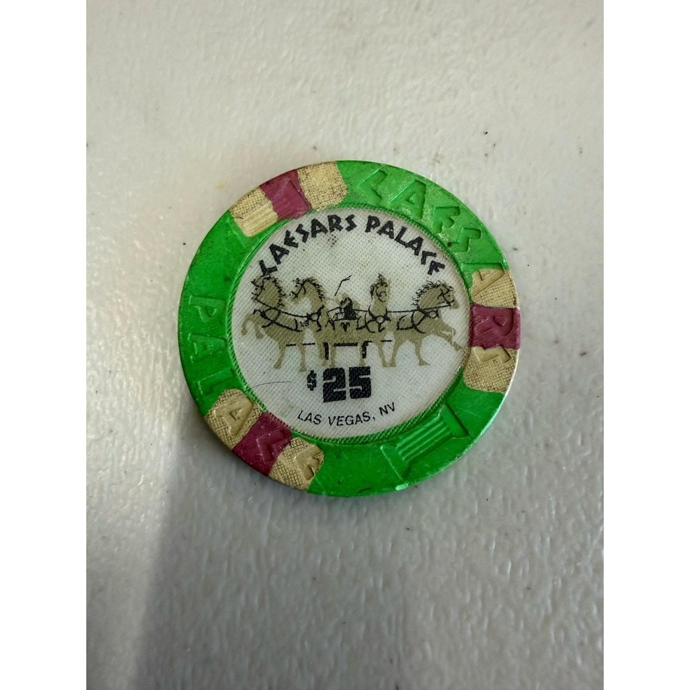 Vintage $25 Caesars Palace Chariot Casino Chip Las Vegas Nevada‎ 1993 Green